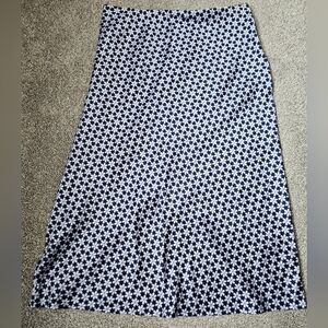 Navy Floral Print Satin Bias-cut Skirt Below The Knee Hollister Med-Large